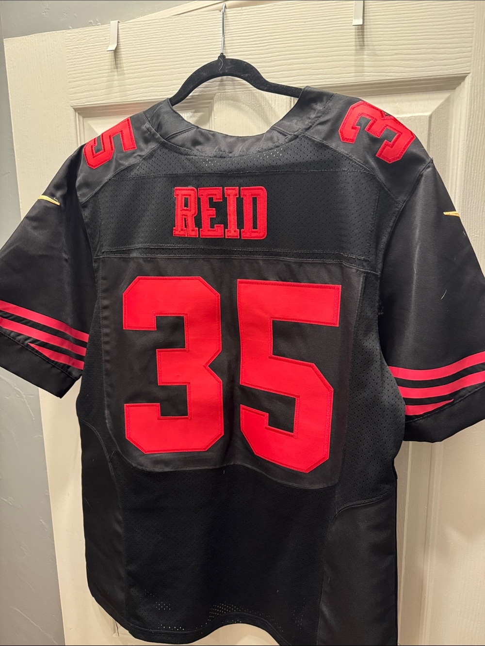 NFL Black and Red #35 Reid Football Jersey